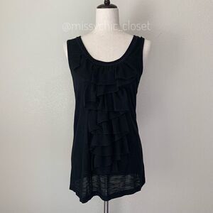 Isabella Rodriguez Black Ruffle Front & Back Women’s Top